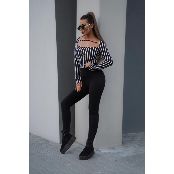 Legginsy modelujące / BRYCZES / JEANS BLACK / Double Push / Wysoki stan /  XS - S - M - L - XL
